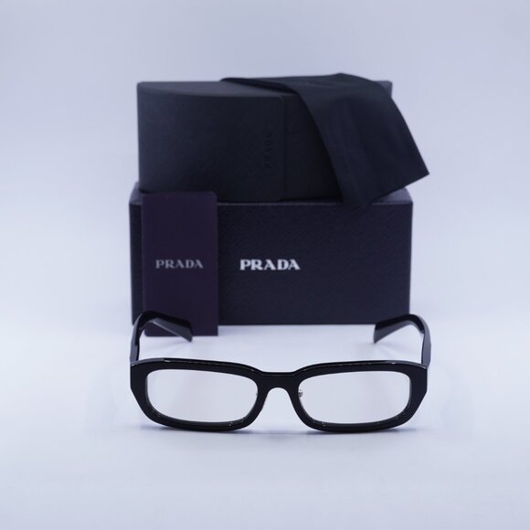 Prada PRB06SF 16K08N Rectangle Sunglasses – Black\Clear Blue Light Filter - Picture 2 of 9